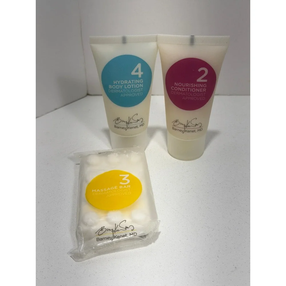 Barney Kenet MD Travel Set Conditioner Body Lotion Massage Bar 3pc‎ New